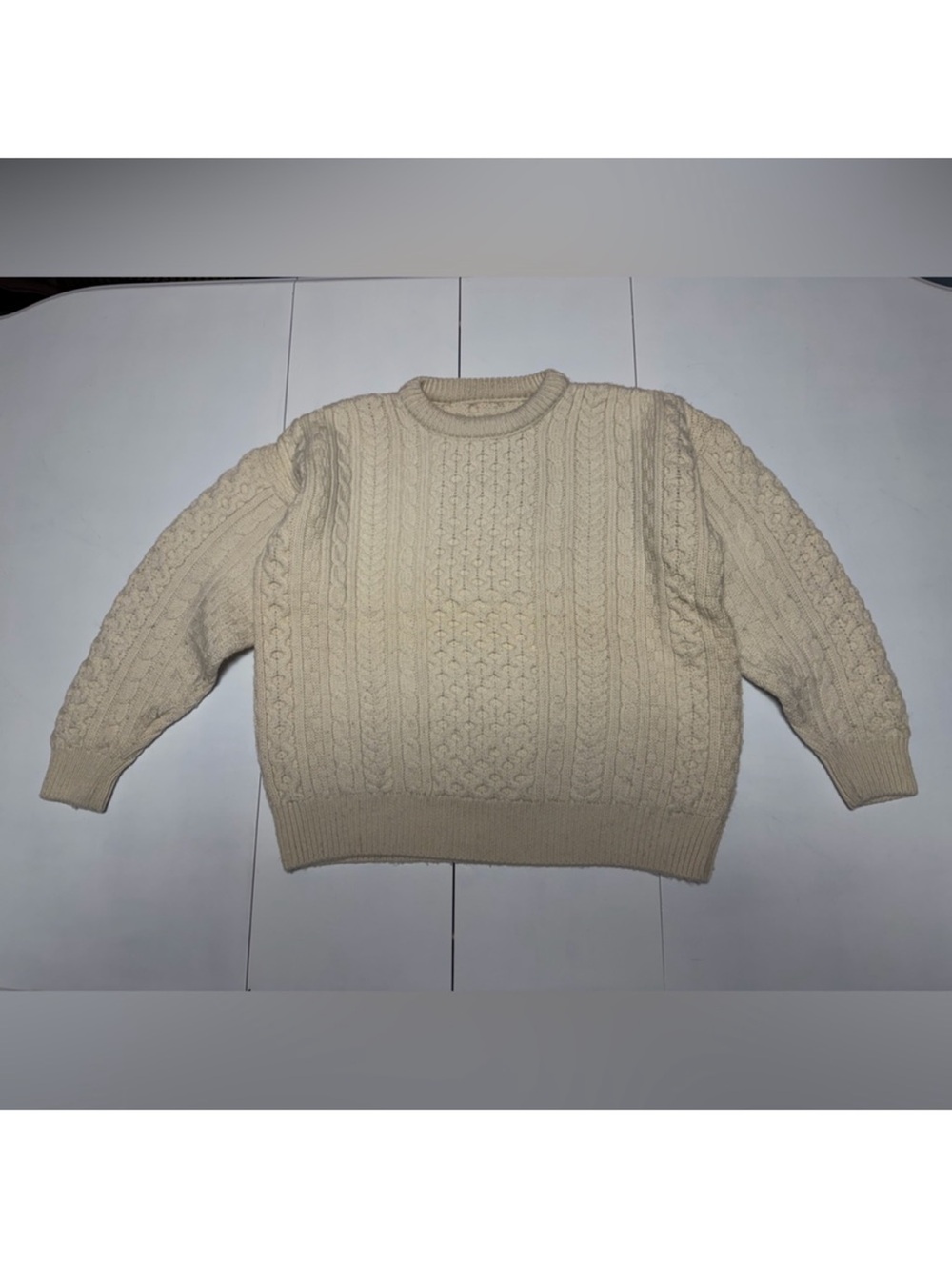 Vintage soft and cozy chunky cable knit cream sweater